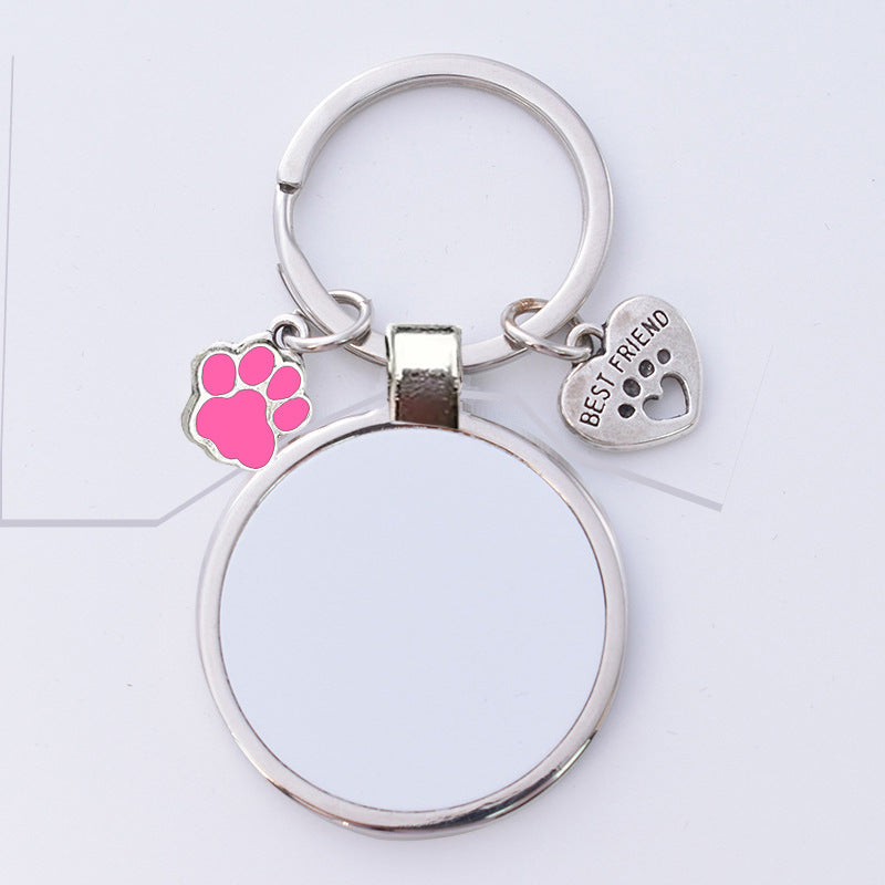Llavero de transferencia térmica transfronterizo de Amazon, llavero para mascotas, llavero de metal en blanco, colgante de transferencia térmica