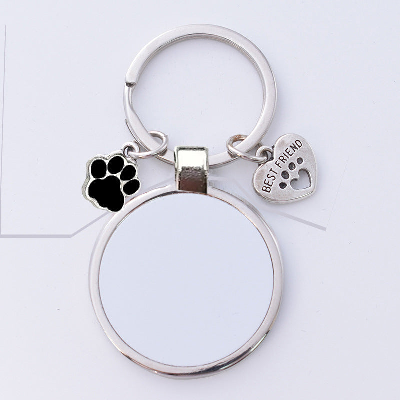 Llavero de transferencia térmica transfronterizo de Amazon, llavero para mascotas, llavero de metal en blanco, colgante de transferencia térmica