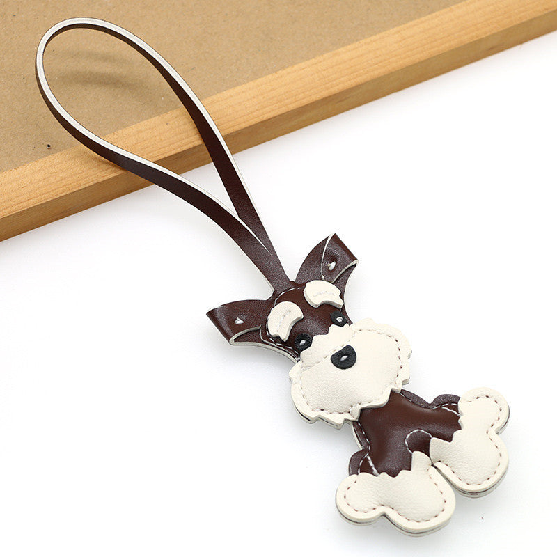 Nuevo colgante de bolso de cuero con forma de Schnauzer, lindo colgante de cachorro, joyería de nicho, llavero para coche, regalo para niña