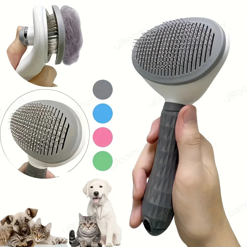 Peine quitapelos de mascotas con un solo clic para un aseo sin esfuerzo de perros y gatos - Cepillo removedor de pelo flotante con función automática