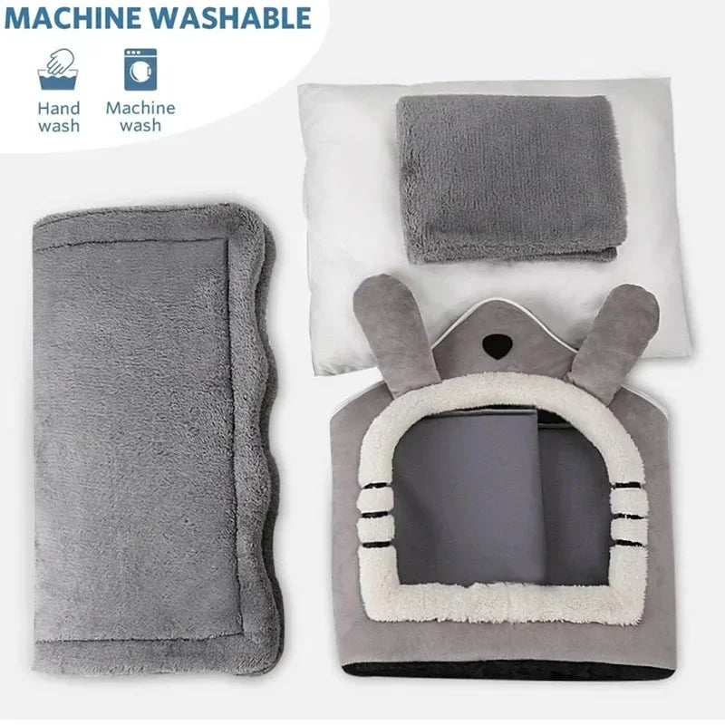 Caseta de interior cálida para perros, cama suave para mascotas, tienda de campaña para perros y gatos, cojín extraíble y lavable, apta para las cuatro estaciones.