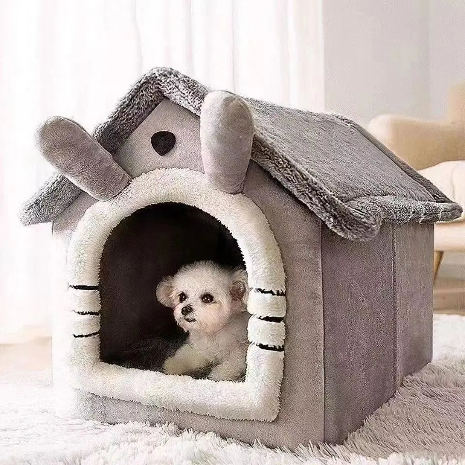 Caseta de interior cálida para perros, cama suave para mascotas, tienda de campaña para perros y gatos, cojín extraíble y lavable, apta para las cuatro estaciones.