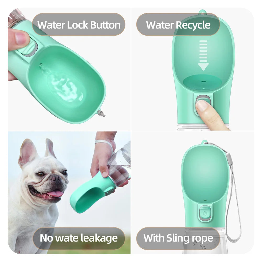 Botella de agua portátil para perros pequeños y grandes, bebederos para gatos, a prueba de fugas, para paseos al aire libre.